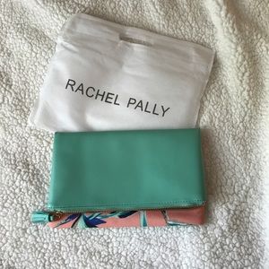 Green and coral colored clutch